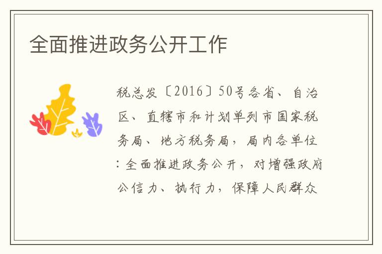 全面推进政务公开工作