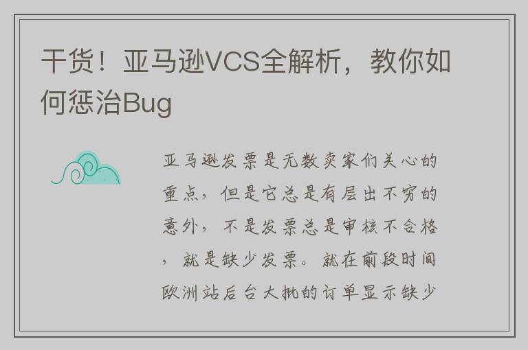 干货！亚马逊VCS全解析，教你如何惩治Bug