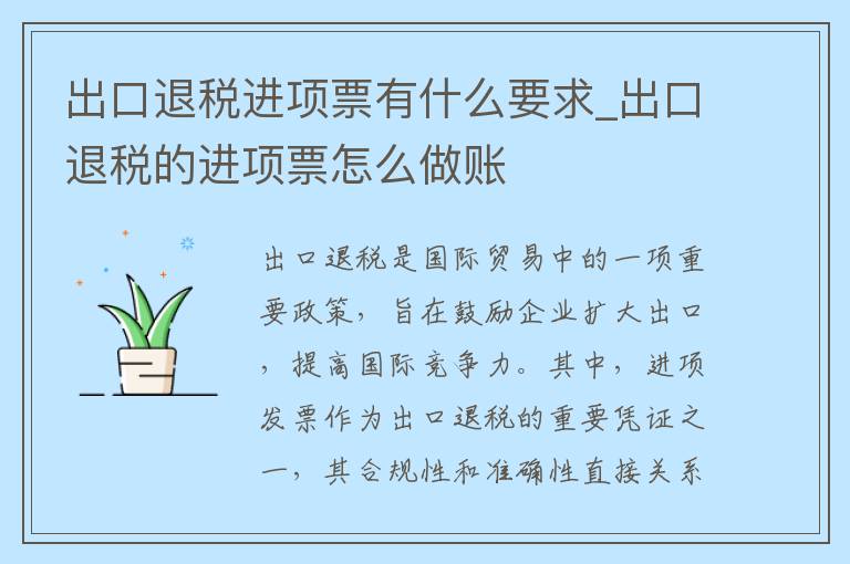出口退税进项票有什么要求_出口退税的进项票怎么做账