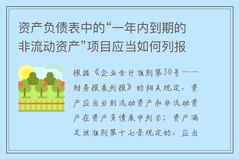 资产负债表中的“一年内到期的非流动资产”项目应当如何列报？