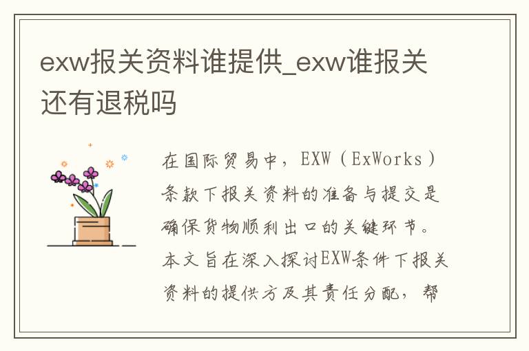 exw报关资料谁提供_exw谁报关 还有退税吗
