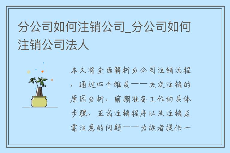 分公司如何注销公司_分公司如何注销公司法人