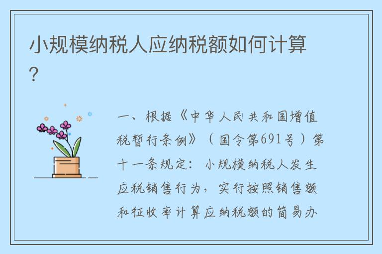 小规模纳税人应纳税额如何计算？