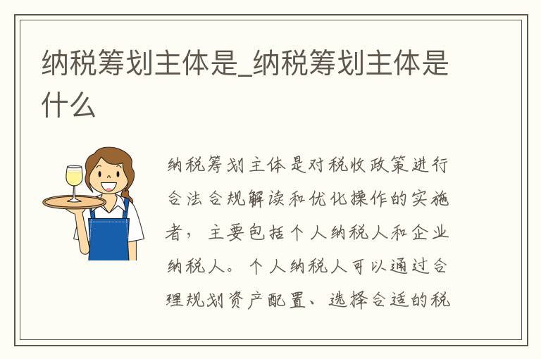 纳税筹划主体是_纳税筹划主体是什么