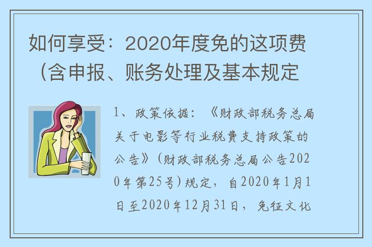 如何享受：2020年度免的这项费（含申报、账务处理及基本规定）