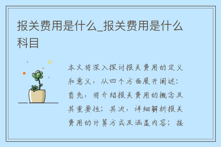 报关费用是什么_报关费用是什么科目