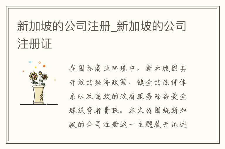 新加坡的公司注册_新加坡的公司注册证