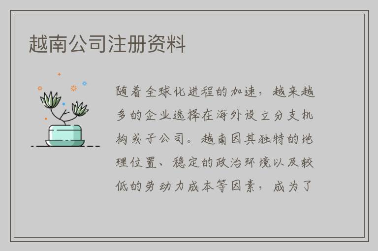 越南公司注册资料