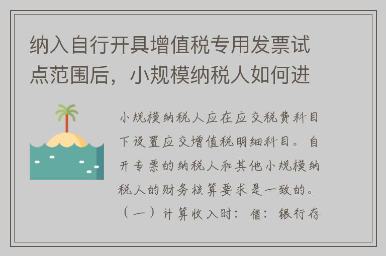 纳入自行开具增值税专用发票试点范围后，小规模纳税人如何进行财务核算？