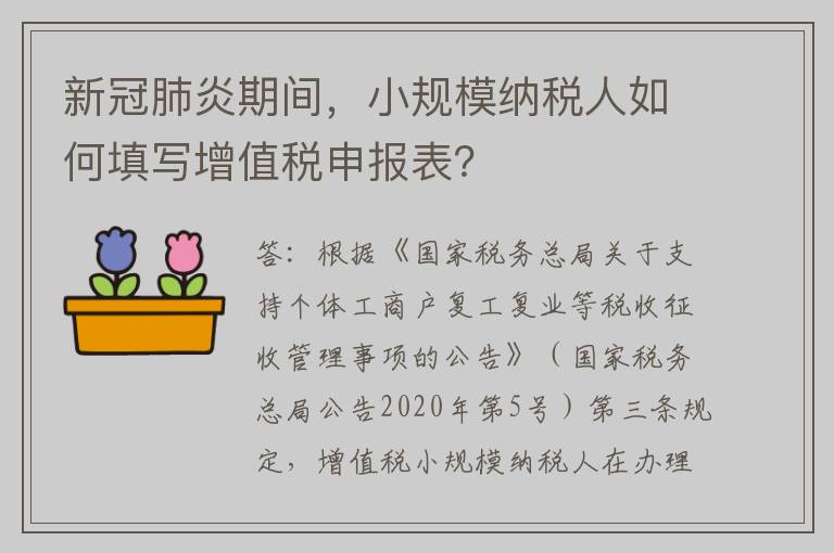 新冠肺炎期间，小规模纳税人如何填写增值税申报表？