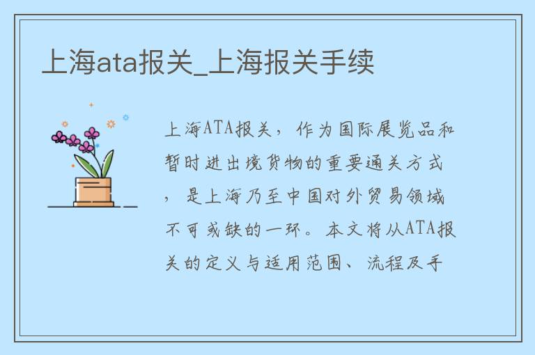 上海ata报关_上海报关手续