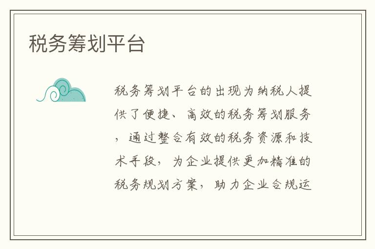 税务筹划平台