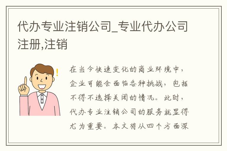 代办专业注销公司_专业代办公司注册,注销