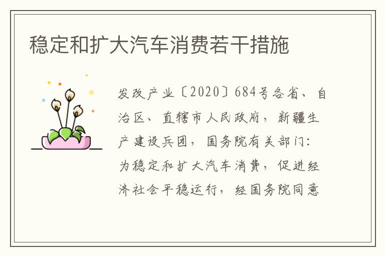 稳定和扩大汽车消费若干措施