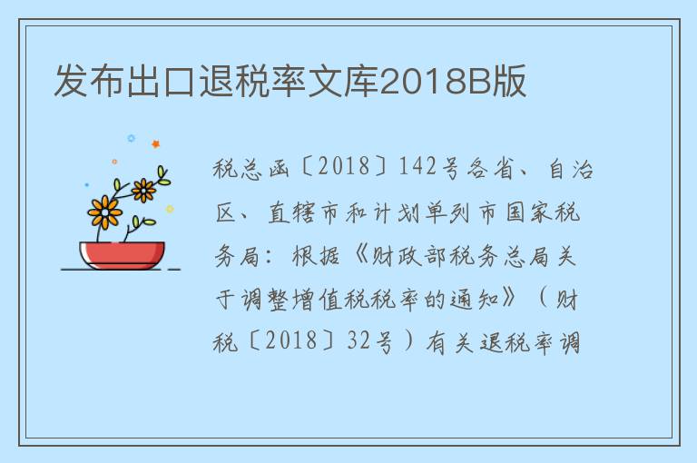 发布出口退税率文库2018B版
