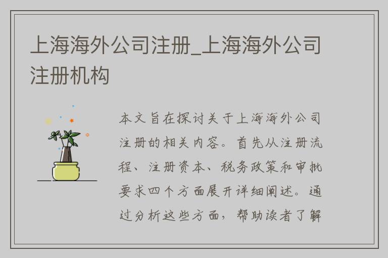 上海海外公司注册_上海海外公司注册机构