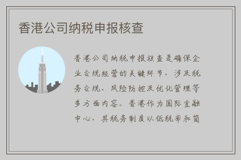 香港公司纳税申报核查