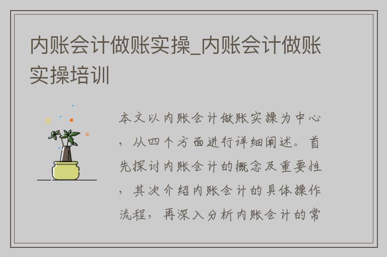 内账会计做账实操_内账会计做账实操培训