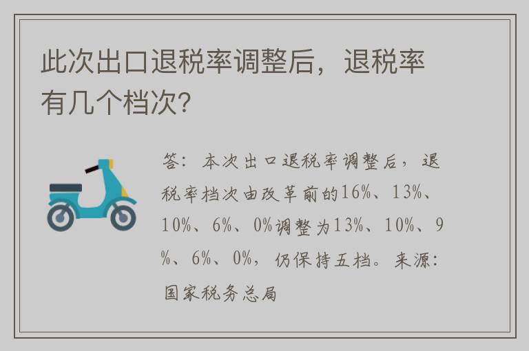 此次出口退税率调整后，退税率有几个档次？