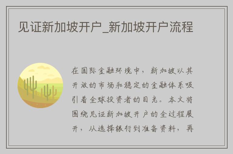见证新加坡开户_新加坡开户流程