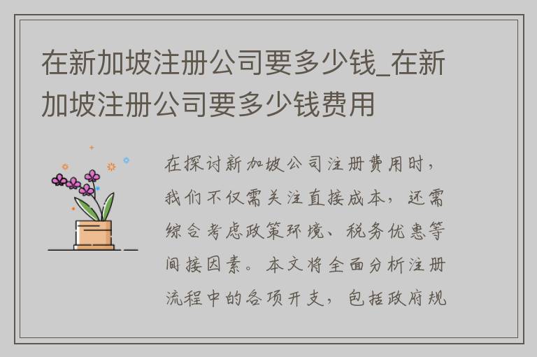 在新加坡注册公司要多少钱_在新加坡注册公司要多少钱费用