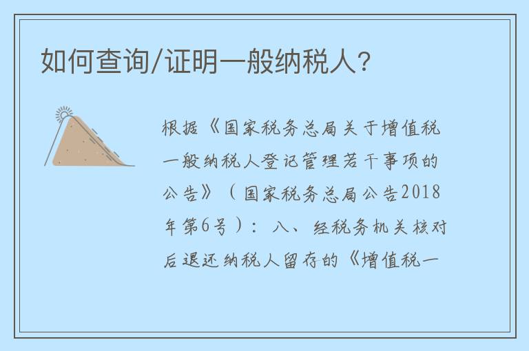 如何查询/证明一般纳税人?