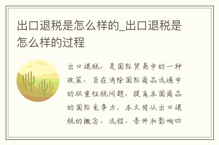 出口退税是怎么样的_出口退税是怎么样的过程