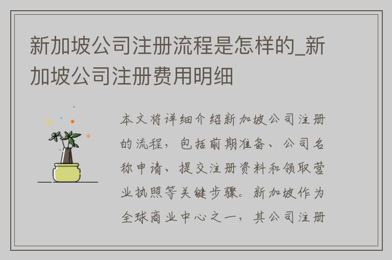 新加坡公司注册流程是怎样的_新加坡公司注册费用明细