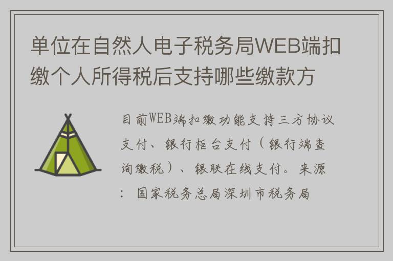 单位在自然人电子税务局WEB端扣缴个人所得税后支持哪些缴款方式？