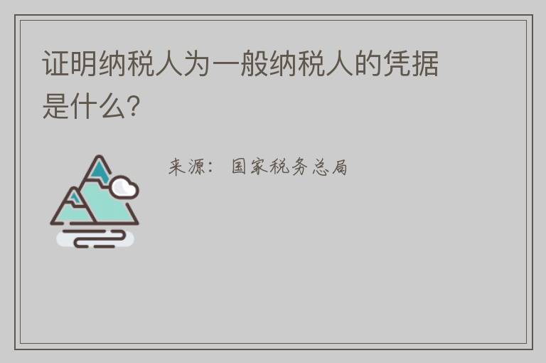 证明纳税人为一般纳税人的凭据是什么？