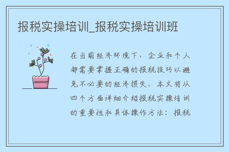 报税实操培训_报税实操培训班