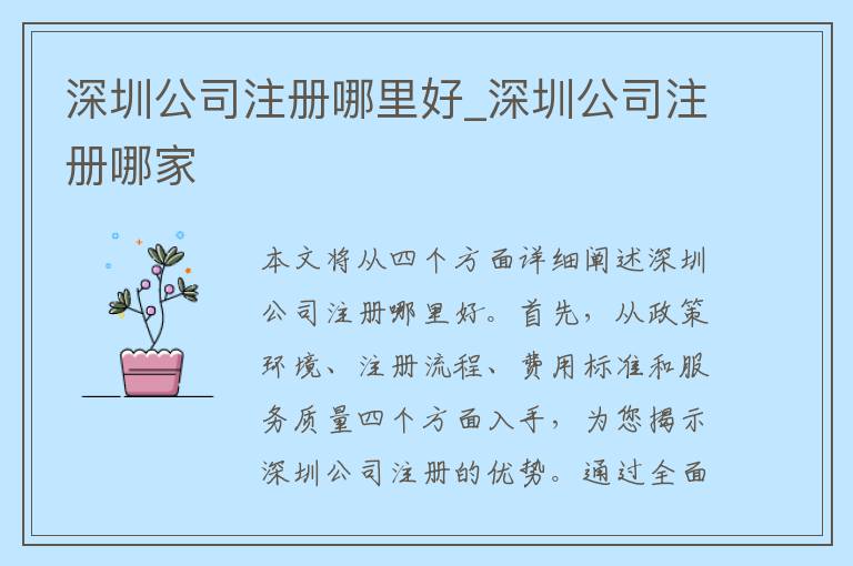 深圳公司注册哪里好_深圳公司注册哪家
