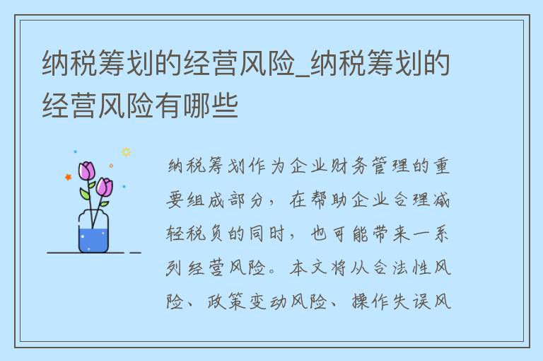 纳税筹划的经营风险_纳税筹划的经营风险有哪些