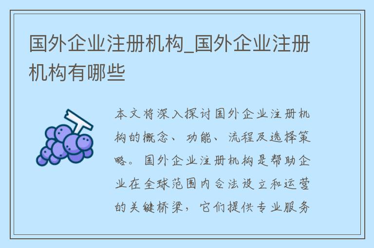国外企业注册机构_国外企业注册机构有哪些